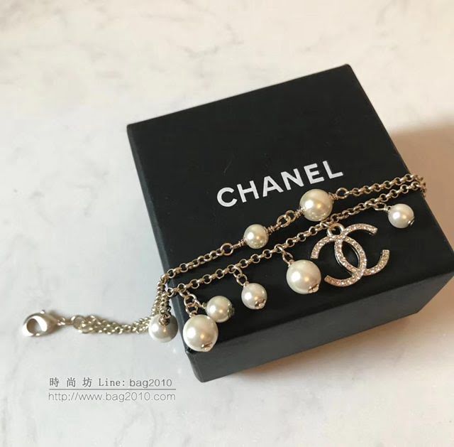chanel手鏈 新款香家貴婦珍珠 施華洛水晶 珍珠 雙層手鏈  gzsc1440